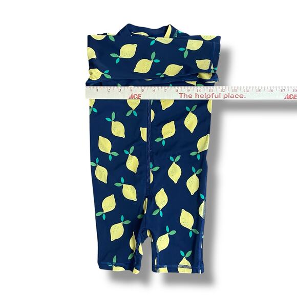 Hanna Andersson Lemon Print One-Piece Rashguard Swimsuit 3T Unisex UPF 50+ - Picture 3 of 10